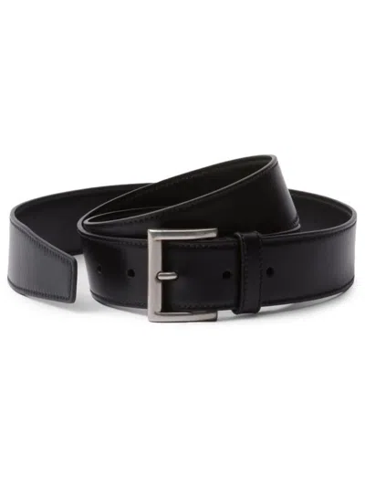 Prada Buckled Leather Belt In Black