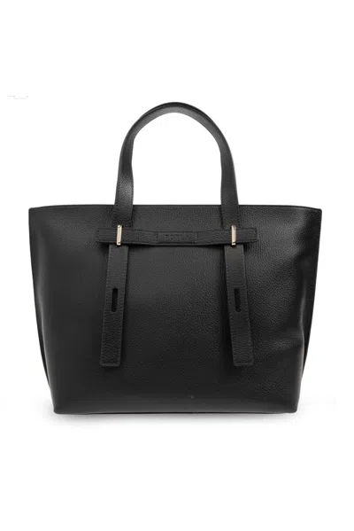 Furla Medium Giove Leather Tote Bag In Black