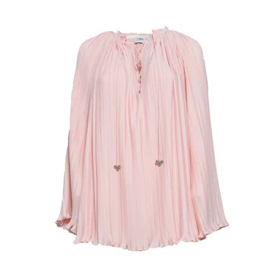 Lanvin Long-sleeve Pleated Blouse In Pink