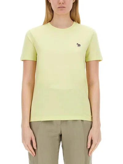 Ps By Paul Smith Zebra-patch Cotton T-shirt In Yellow