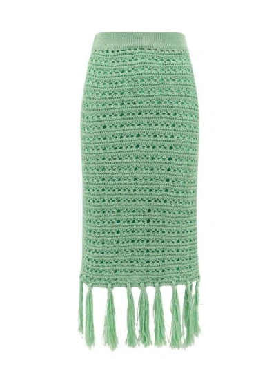 Erika Cavallini Skirt With Fringe Detail In Green