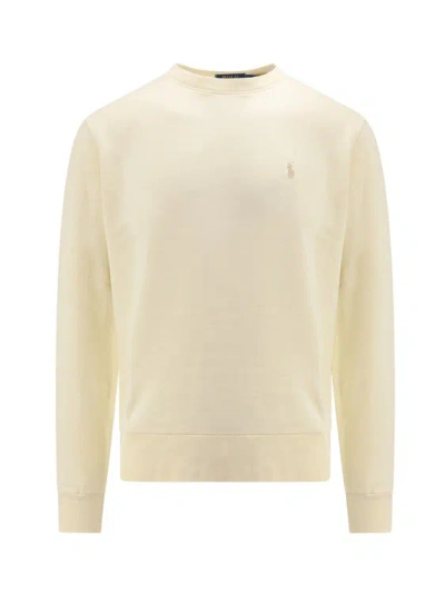 Polo Ralph Lauren Logo-embroidered Cotton-blend Sweatshirt In Neutrals
