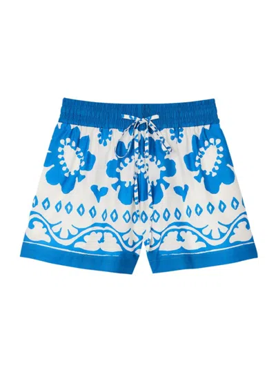 Sandro Graphic-print Cotton Shorts In Blue White