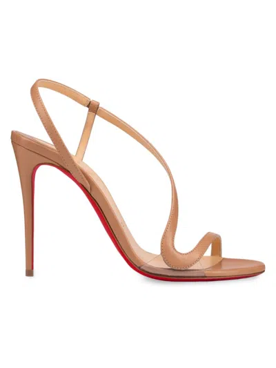 Christian Louboutin Rosalie 100 Pvc-trimmed Leather Sandals In Beige