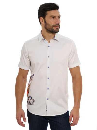 Robert Graham Ice & Dice Short Sleeve Button Down Shirt Big In White