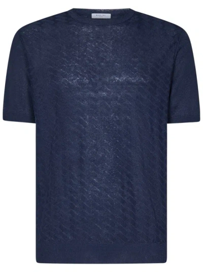 Boglioli Garment-dyed Linen T-shirt In Blue