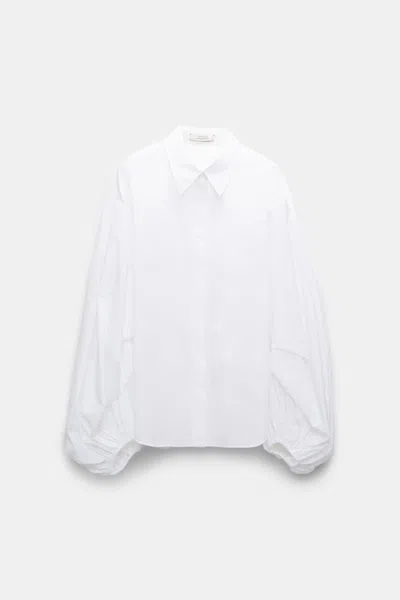 Dorothee Schumacher Cotton-poplin Shirt With Voluminous Sleeves In White