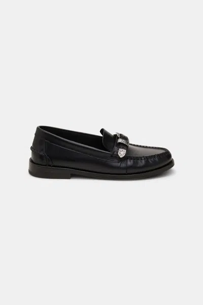 Dorothee Schumacher Calfskin Loafers With Hand Stitching And Western Buckle In Black