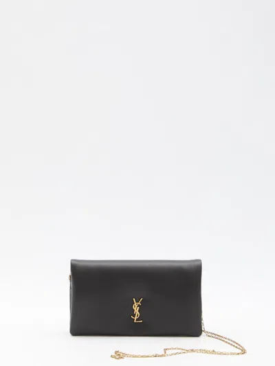 Saint Laurent Large Bi-fold Wallet With Chain In Black