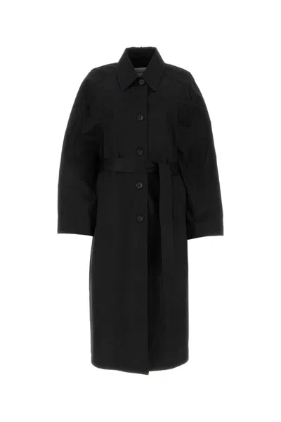 Low Classic Single-breasted Button-fastening Coat In Black