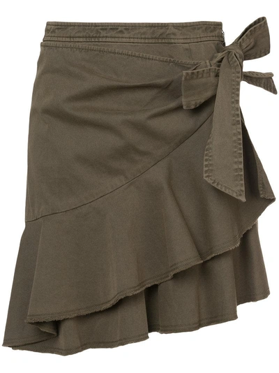 Cinq À Sept Anson Ruffle Twill Skirt In Olive