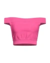 Alexander Mcqueen Woman Top Fuchsia Size L Viscose, Polyamide, Polyester, Elastane In Pink