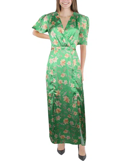 French Connection Camille Womens Floral Print Midi Wrap Dress In Green