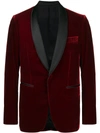 Berluti Velvet Tuxedo Jacket With Satin Lapel, Red In Red