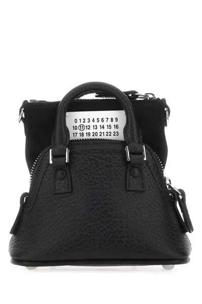 Maison Margiela Black Leather And Fabric 5ac Handbag In T8013