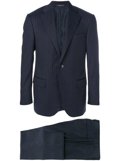 Corneliani Pinstripe Two Piece Suit In Blue
