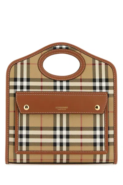 Burberry Printed Canvas And Leather Mini Pocket Handbag In Briarbrown