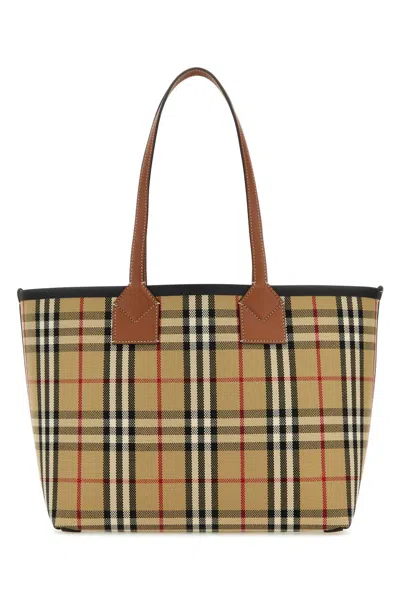 Burberry London Shopping Bag In Briarbrownblack
