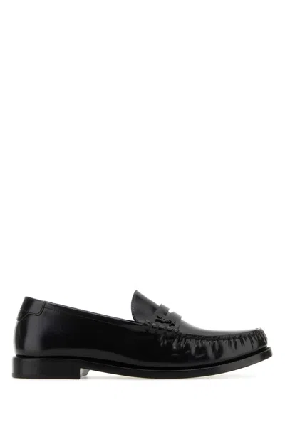 Saint Laurent Le Loafer Leather Penny Loafers In Nero/nero
