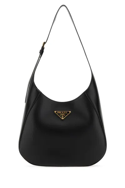 Prada Black Leather Cleo Shoulder Bag In Nero