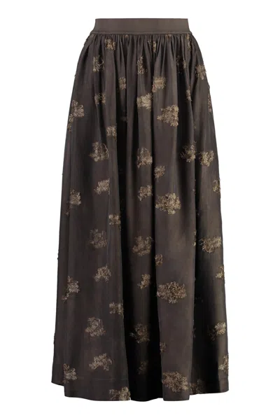 Uma Wang Gillian Pattern Jacquard Midi Skirt In Brown