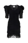 Marant Etoile Sireny Puff-sleeve Mini Dress In Black