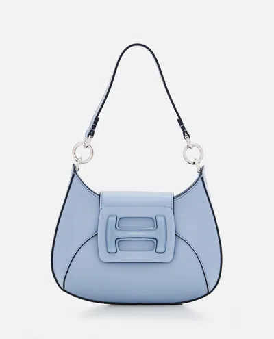 Hogan Mini H Plexi Leather Hobo Bag In Clear Blue