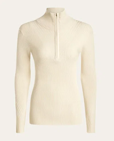 Varley Demi Half Zip Knit Sweater In Whitecap Grey In Beige