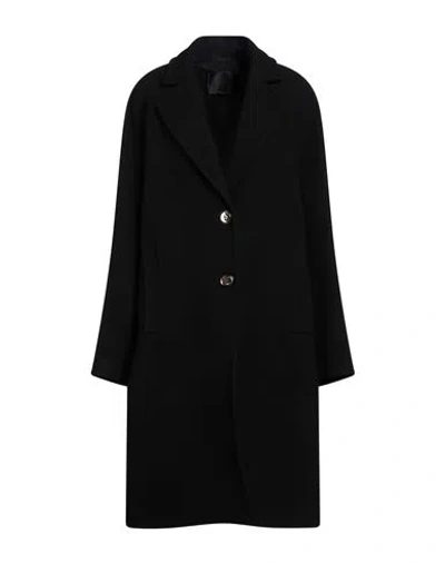 Pinko Woman Coat Black Size 10 Virgin Wool, Polyamide