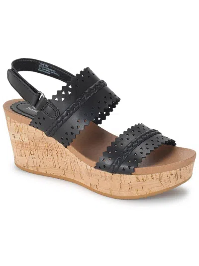 Baretraps Rene Womens Faux Leather Cork Platform Sandals In Black