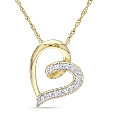 Mimi & Max Diamond Heart Necklace In 10k Yellow Gold In Silver