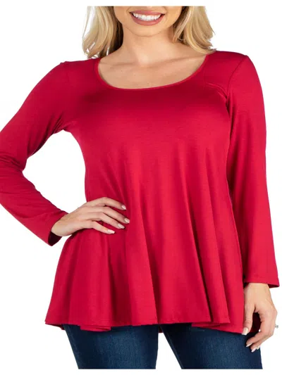 24seven Comfort Apparel Womens Long Sleeve Stretch Tunic Top In Red