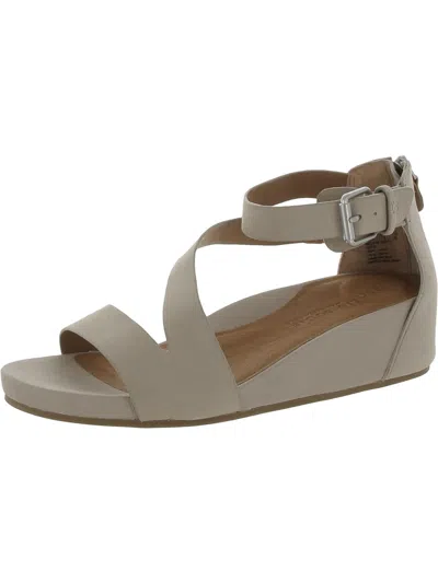 Gentle Souls By Kenneth Cole Gwen Womens Suede Ankle Strap Wedge Sandals In Grey