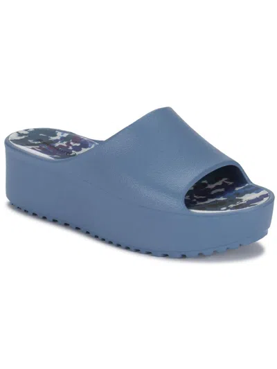 Baretraps Parvati Womens Round Toe Platform Slide Sandals In Blue