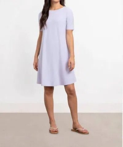 Sympli Trapeze Short Sleeve Dress In Lavender In White