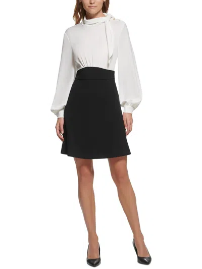 Karl Lagerfeld Womens Colorblock Polyester Wear To Work Dress In White