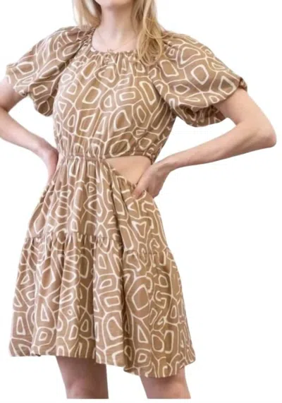 Blu Pepper Geo Mini Dress In Brown In Beige