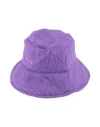Msgm Purple Shag Knit Bucket Hat