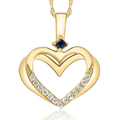 Pompeii3 Diamond Sapphire Heart Pendant Yellow White Or Rose Gold Designer Veronica Wu In Silver
