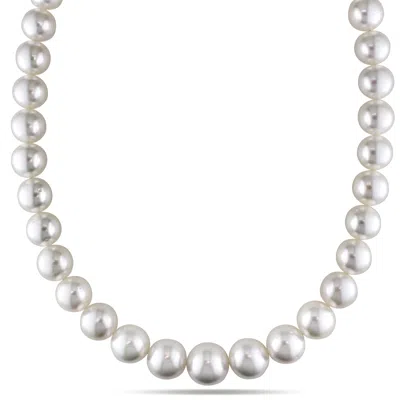 Mimi & Max 10-12mm White South Sea Graduated Pearl Strand Necklace With 14k Yellow Gold Clasp In Silver