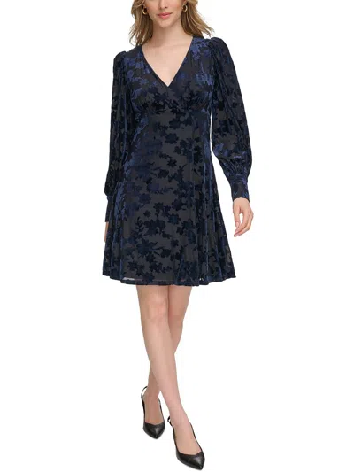 Calvin Klein Womens Velvet Cocktail And Party Dress In Blue