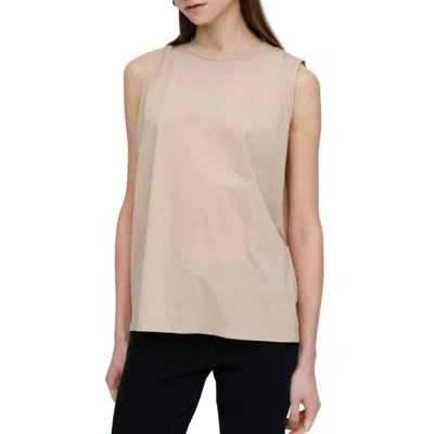 Moussy Clear Plain Tank Top In Taupe In Beige