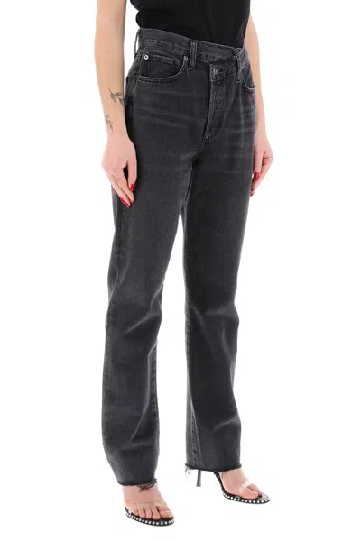 Agolde Offset Waistband Jeans In Blue