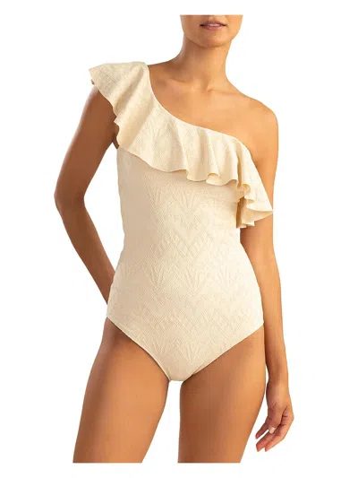 Shoshanna Womens Knit Polyester One-piece Swimsuit In Beige