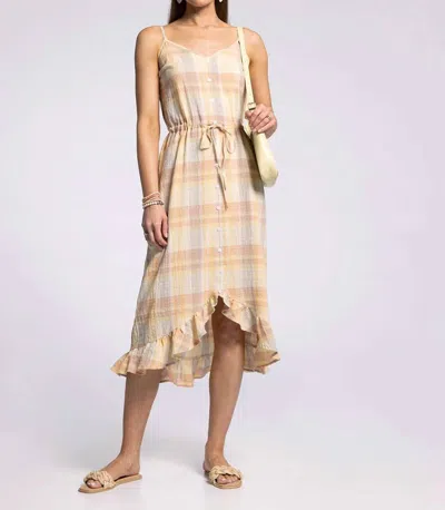 Thread & Supply Pearl Dress In Yellow Clay Plaid In Beige