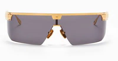Balmain Major Half-rimmed Titanium Shield Sunglasses In Glda
