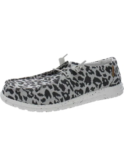 Hey Dude Wemdu Womens Cheetah Print Comfort Slip-on Sneakers In Grey