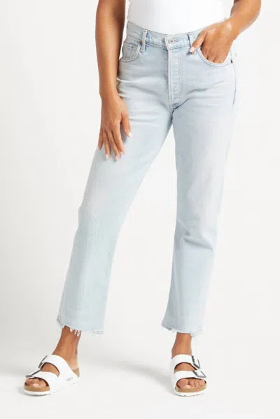 Citizens Of Humanity Charlotte High Rise Straight Crop Jeans In Sunbleach In Blue