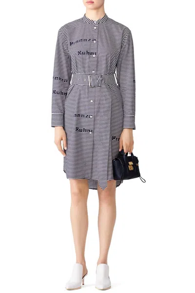 Proenza Schouler White Label Graphic Button Down Dress In Blue In Grey