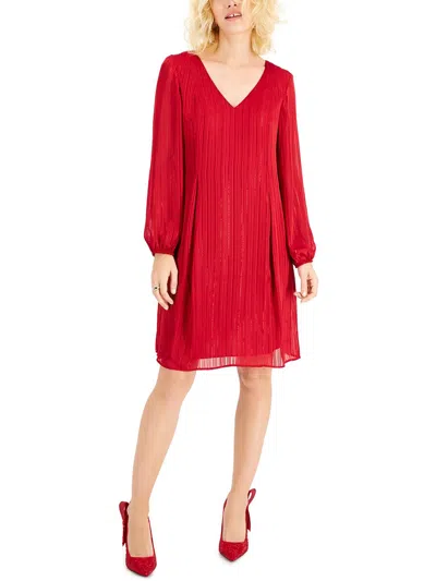 Inc Womens Metallic Polyester Shift Dress In Red